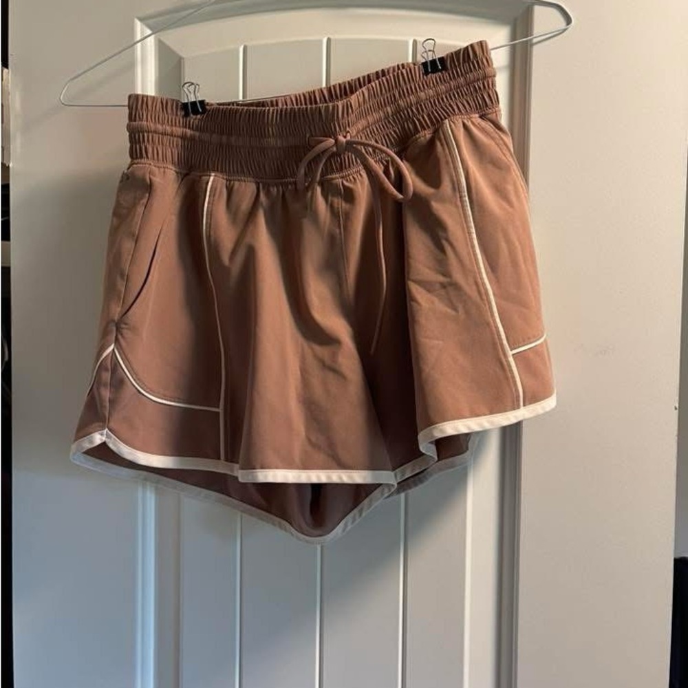 Abercrombie & Fitch Tan Athletic Shorts with Elastic Waistband